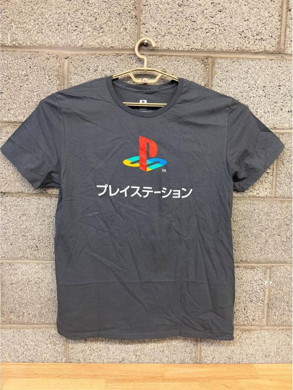 PlayStation Japanese Distressed Graphic T-Shirt Mens Large